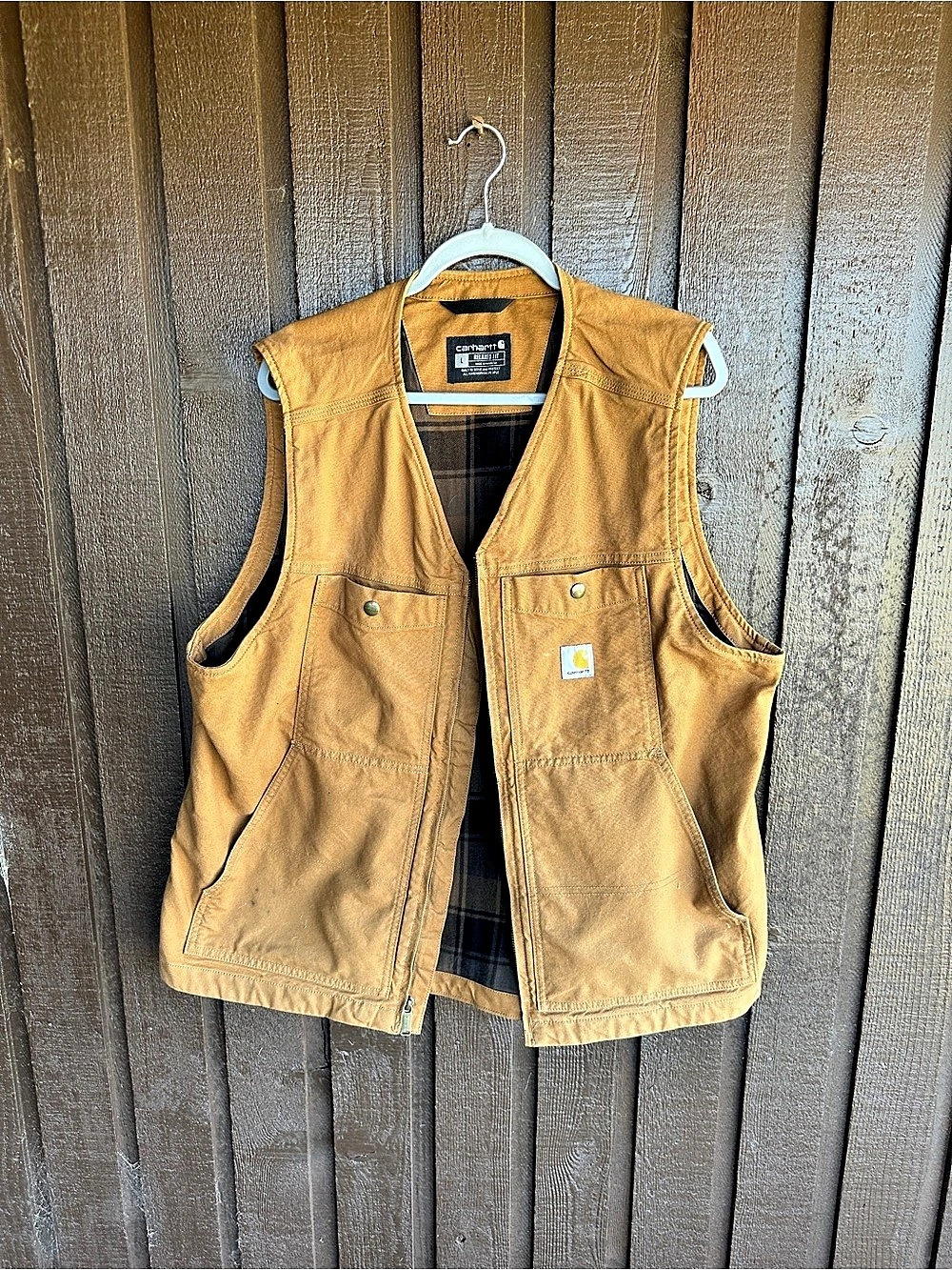 Carhartt Relaxed Fit Washed Duck Sherpa-Lined Vest Men's Brown